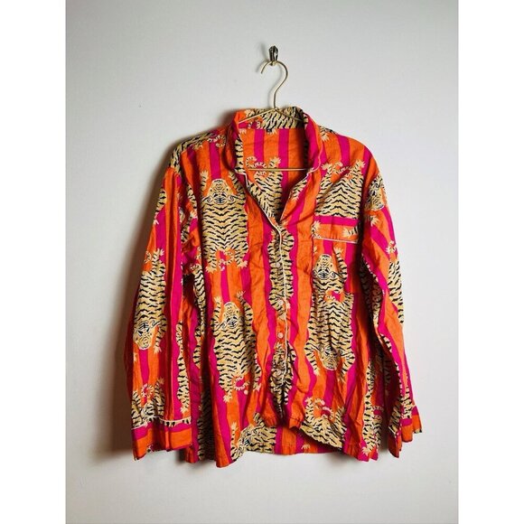 Tiger Print Cotton PJ Set, Woman Comfortable Ultra-Soft Night Wear Colorful XL - Picture 2 of 9